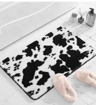 Inyahome Луксозни постелки за баня от заек кожа, нескользящий подложка за подови настилки, килими, може да се пере в машина, мека етаж килим от микрофибър за баня