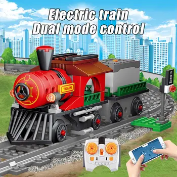 KAIYU Electric City Train блок с дистанционно управление RC песен жп транспорт тухли подаръци Играчки на децата