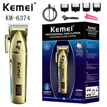 Kemei KM-6374 Директна продажба с фабрика акумулаторна професионална електрическа машина за подстригване на коса в ретро стил от метален материал