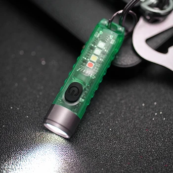 Led мини-фенерче ключодържател преносим фенер на открито водоустойчив вградена батерия USB акумулаторни туристически светлини за къмпинг