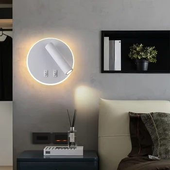 Led монтиран на стената лампа с ключ, модерен черен, бял, нощни лампа за спални, художествено осветление, стенни лампи, 10 W осветление, осветление за всекидневната