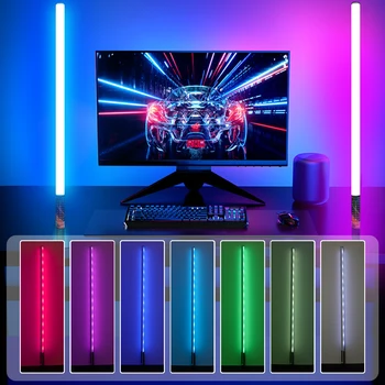 LUXCEO 2 елемента 120 см led RGB лампа за снимане на Фона Атмосфера Лампа Цветна подова ъглово осветление за парти в бар