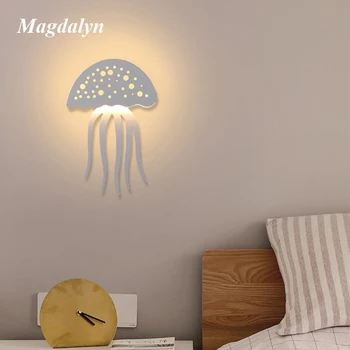 Magdalyn Минималистичен интериор Led осветление стена за Хол Модерен домашен арт декор Луксозни лампи във формата на медузи Скандинавски вътрешно осветление