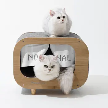 MewooFun Котешки подаде Легло котешки етажната собственост телевизор за помещения Здрава луксозна голяма дървена модерно обзавеждане за покриване на котки с когтеточкой