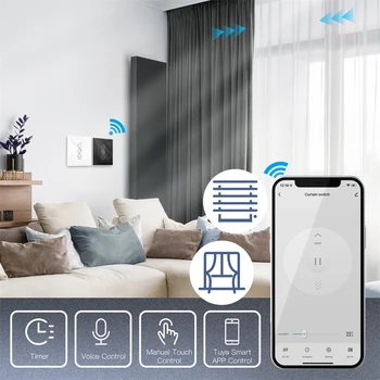 MOES WiFi RF433 Smart 2.5 D Arc Стъклен Сензорен Прекъсвач Завеси за Преобръщане на Пердета/Sasha ПРИЛОЖЕНИЕ Smart Life Работи Алекса Google Home