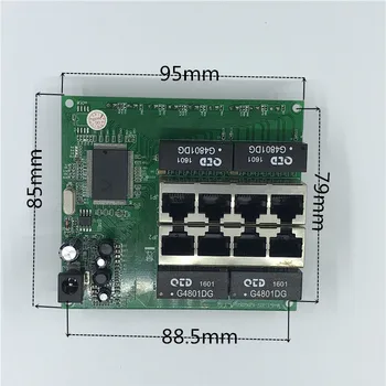 OEM PBC 8-port Gigabit Ethernet switch 8-port met 8-пинов конектор 10/100/1000 m hub 8-port конектор за захранване на печатна платка OEM schroef gat