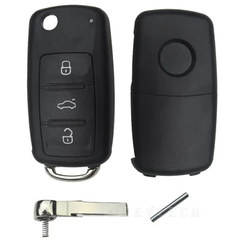 OkeyTech 10 бр./ЛОТ Автомобилен Ключ за VOLKSWAGEN Polo, Passat B5 Tiguan Golf и Seat Skoda 3 Бутона Сгъваем Автомобилен Ключ Подвижните Shell Key