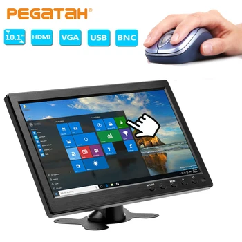 PEGATAH 10.1-инчов LCD монитор за КОМПЮТЪР с висока разделителна способност, мини телевизор, компютърен дисплей, 2-канален видео вход, преносим монитор за сигурност с високоговорител