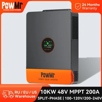 PowMr MPPT 200A Хибриден Слънчев Инвертор 10 кВт Двухфазный Инвертор 48 до 100-120 В 220-240 с Двойно Зарядно Устройство Преобразувател на Чист Синусите