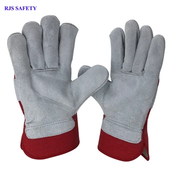 RJS 6 бр. нови работни ръкавици от телешка кожа, мъжки работни заваръчни ръкавици, защитни, спортни мото-износоустойчиви ръкавици 7028