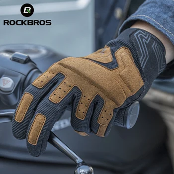 ROCKBROS, мъжки вело ръкавици, дамски аксесоари за мотоциклети МТБ, противоударные ръкавици с един пръст, велосипедни ръкавици за сензорен екран за целия пръст