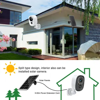Sasha Smart Life Вградена Акумулаторна Батерия с капацитет 5200 mah, Слънчева Външна 2-Лентов Аудио WIFI 5-Мегапикселова Сирена Сигурност IP66, Камера