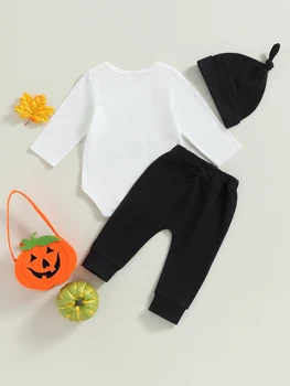 Scriardv/ комплект дрехи от 2 теми за малките момичета, рокля с дълги ръкави и превръзка на главата с принтом тиква за Хелоуин, детски костюм за Хелоуин