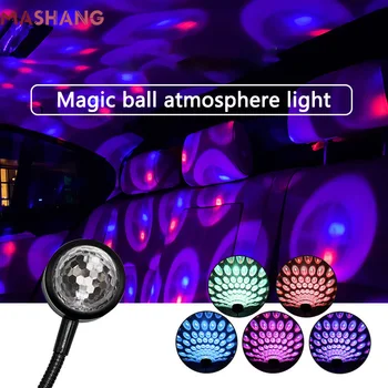 Usb мини-диско лампа, магически топка, DJ панорамен ефект, осветление, преносими led вечерни тела със звук за стая, на атмосферата на автомобила, декор