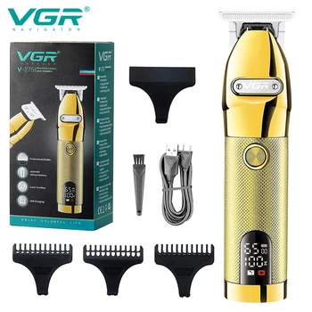 VGR, нов стил, електрическа машина за рязане на коса, мощна бръснач, LCD акумулаторна метална машина за подстригване на коса, Електрическа пишеща машина за подстригване на коса V-275