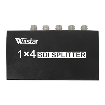 Wiistar SDI Дърва 1x4 дървен материал от 1 до входа и 4 Изхода Поддържа SD/HD/3G-SDI повторител на сигнала удължителен кабел с Адаптер за Захранване SDI Дърва за Камерата