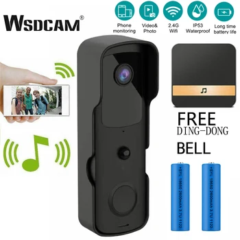 Wsdcam 1080P HD Видео Звънец Умен Безжичен WiFi Звънец за Сигурност Домофонна Камера Звънец за Откриване на Движение PIR