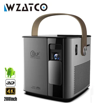 WZATCO T12 Full HD 1080P, 4K, 3D Проектор Android Smart WIFI USB DLP Проектор за Домашно Кино Преносим led Проектор С вградена батерия