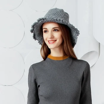 X4187 Модни вязаная лятна шапка за възрастни, вязаная капачка от дебела вълна, зимна топла корея, шапка, дамски панама