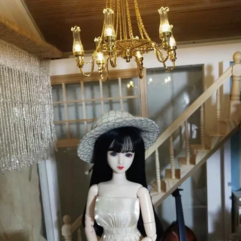 YESTARY 1/6 Мебели за куклена къща BJD стоп-моушън играчка Реколта Кристален поставка за лампи Категория Аксесоари за кукли Играчка Модерно обзавеждане за куклена къща