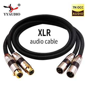 YYAUDIO Hi-Fi XLR Кабел с Високо Качество OCC OFC със сребърно покритие и мед 2 аудиокабеля XLR от мъжете за една жена