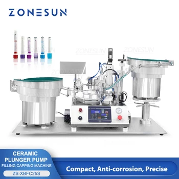 ZONESUN Автоматична машина за пълнене и запечатване пробирок от стъклени, пластмасови флакона с образци на реактиви ZS-XBFC25S