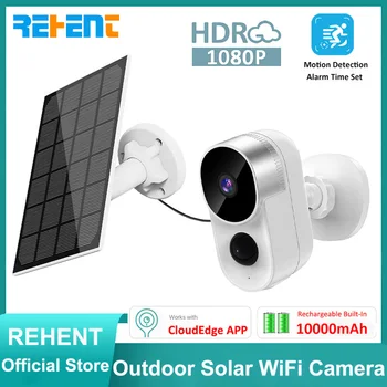 Акумулаторна батерия REHENT 10000 ма, 3,5 Вата, слънчева външна безжична WiFi, 1080P FHD, IP камера за видеонаблюдение
