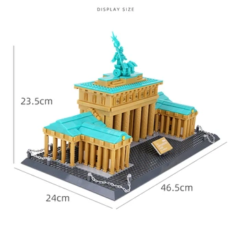 Архитектура, Гледка към улицата Известната атракция на Бранденбургската врата в Берлин, Германия Строителни блокове Модел тухли играчки подарък