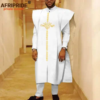 Африканска Облекло за Мъже, халати за баня Агбада с Бродерия, Комплект Ризи и Панталони, Екипи, Дашики, Традиционен Костюм за Сватбата A2316030