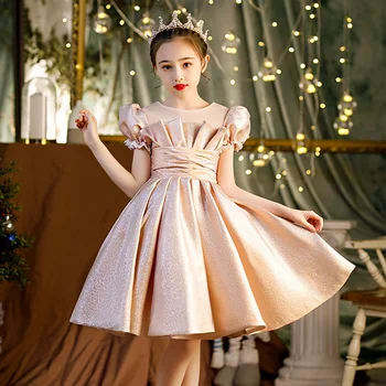 Бебешка рокля на принцеса за рождения ден на от 3 до 14 години, бебешка рокля с цветя модел, сватбена рокля за момичета, елегантна рокля за подиум, бебешки дрехи за изпълнения на пиано