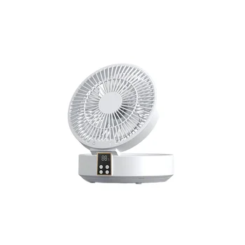 Безжична Вентилатора за Охлаждане на Околния Въздух с Дистанционно Управление с Led Подсветка на Сгъваеми Електрически Стенен Вентилатор Настолен Вентилатор Бял Цвят