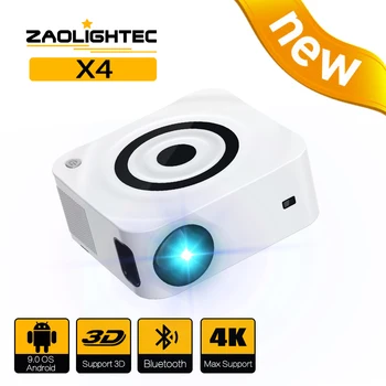 Видео проектор ZAOLITHTEC X4 с WiFi, Bluetooth Преносим проектор с поддръжка на Full HD 1080P и 4K led проектор за дома и на улицата