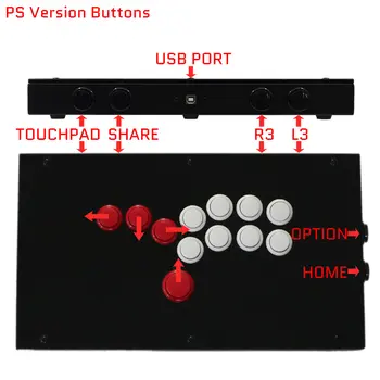 Всички бутони RAC-J800B Hitbox контролер Стил Аркаден Джойстик Fightbox Игрова Конзола Fight Стик за PS4/PS3/PC Sanwa OBSF-24 30