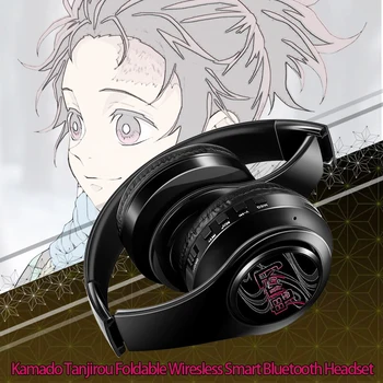 Горещи Японски Аниме Слушалки Demon Slayer Kimetsu Kamado Tanjirou Bluetooth Слушалка V5.0 Cosplay 2D Пъти Безжични Стерео Слушалки