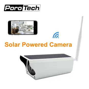 Градинска водоустойчива камера за сигурност на слънчева батерия 1080P, безжична WiFi IP камера за слънчева батерия с функция за движение PIR, IR за нощно виждане, 2-лентов звук