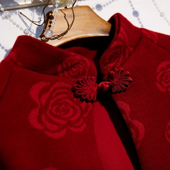 Дамски пролетно-есенна червено кадифе цвете пашмина, дамски зимни шал, палто с луксозен яка R765