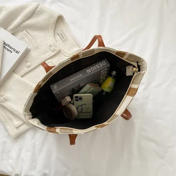 Дамски холщовая чанта за пазаруване с голям капацитет, тъканно чанта през рамо, еко-чанта-тоут, торби за многократна употреба за пазаруване, ежедневни чанти-тоут