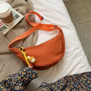 Дамски холщовая чанта през рамо с регулируема каишка, обикновен дамски чанти-скитници, чанта за кнедли с едно рамо, чанта-месинджър чанта дамски