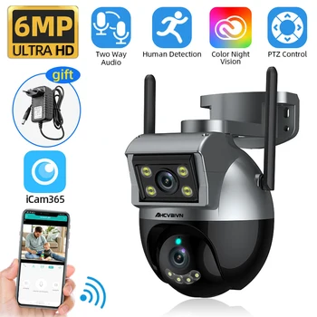 Двухобъективная Wifi IP камера за външно автоматично проследяване на PTZ Безжична камера за видеонаблюдение AI Smart 2 Way Audio ВИДЕОНАБЛЮДЕНИЕ IP камера
