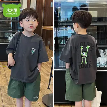Детски дрехи 2022 г. за годишни момчета среден и голям размер, тениска с къс ръкав 