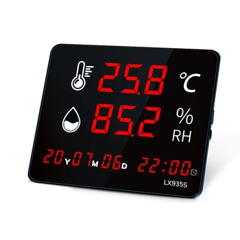 Дигитален термометър RONGCE за площи, монтиране на стена, led влагомер, показване на часа, аларма, температура и влажност захранване USB5V