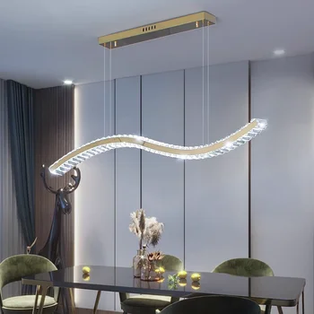 Дизайнерски S-образна кристален полилей, луксозни ресторант висящи лампи за осветление кухня, бар, вътрешен интериор, окачени лампа