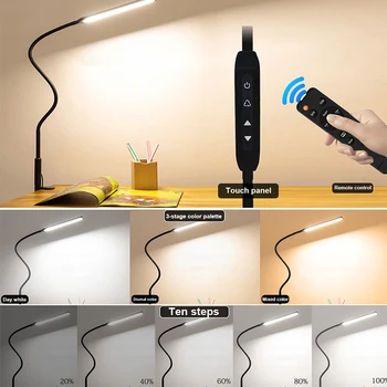 Дистанционно управление с led лампа-скоба за маси, регулираща се на 360 ° лампа за четене на книги, ЕС /САЩ, нощно шкафче за спалня за работното осветление