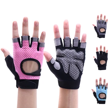 Дишащи ръкавици Coolfit за фитнес, вдигане на тежести за тежки физически упражнения, ръкавици за фитнес, дамски ръкавици за бодибилдинг, нескользящие на половин пръст