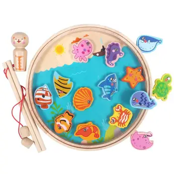 Дървената магнитна играчка за игра на риболов за деца, модул за обучение азбука Монтесори, риболов, броене, настолни игри, детска играчка