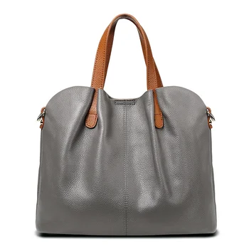Елегантна дамска чанта от естествена кожа, чанта през рамо от волска кожа, лесна чанта през рамо дамски чанти-тоут голям капацитет