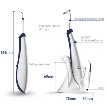 Електрически ултразвукова стоматологичен скалер 5 в 1, универсален за пречистване на зъбите, висока честота на препарат за зъби, комплект за избелване на зъбите 3