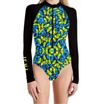 Женски бански за сърф с дълъг ръкав и подплата в гърдите, плажен спортен бански, монокини, плажна палубная облекла, бански костюми 2023