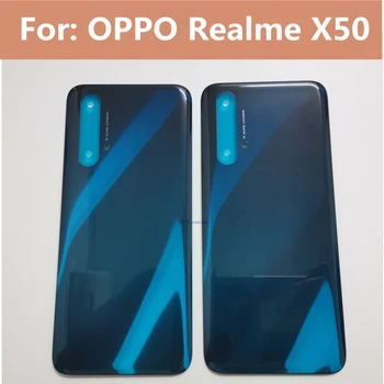 За OPPO Realme X50 x50m Задния Капак на Отделението за батерията на вратата на достъпа на Корпуса на Делото със Стъклен Капак с Клейкими Детайли на Корпуса на Телефона