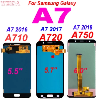 За Samsung Galaxy A7 LCD дисплей A7 2016 2017 2018 A710 A720 A750 LCD Дисплей, Сензорен Екран на Таблета Събрание за A710F A720F A750F LCD дисплей